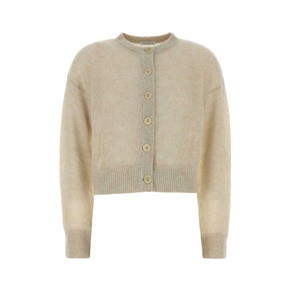 Brunello Cucinelli Women Sand Mohair Blend Cardigan